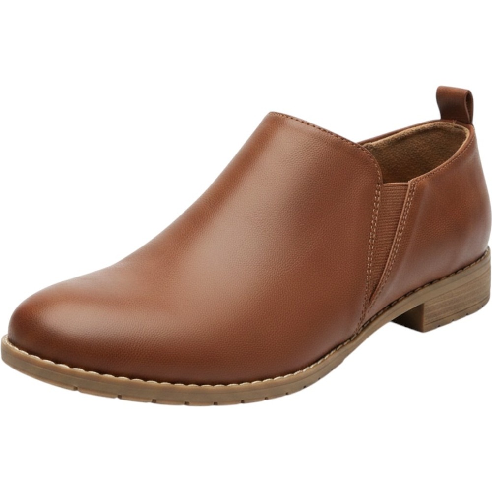 EuroSoft Willet Slip-on Ankle Booties Womens 9.5 Cognac Brown Vegan Low Casual